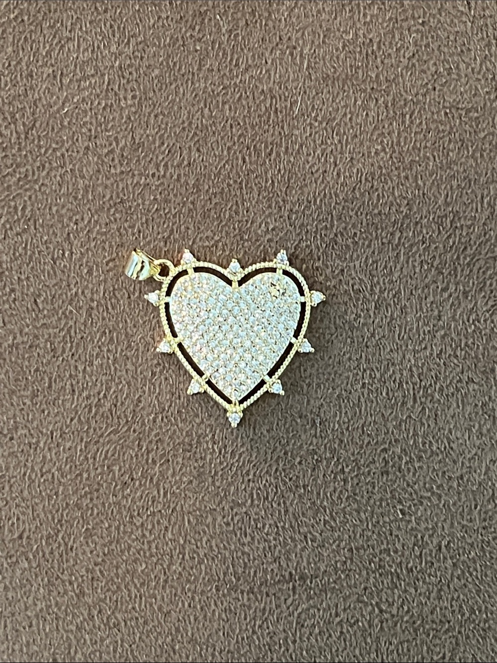 Gold Plated Heart Pavé Pendant with Clear CZ Crystal Stones